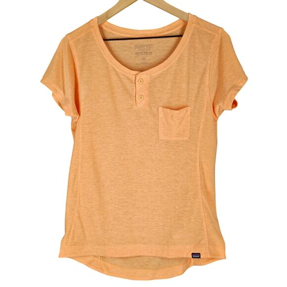 PATAGONIA WOMEN'S ORANGE CAPILENE COOL TRAIL BLOUSE TOP SIZE MEDIUM - Picture 1 of 12